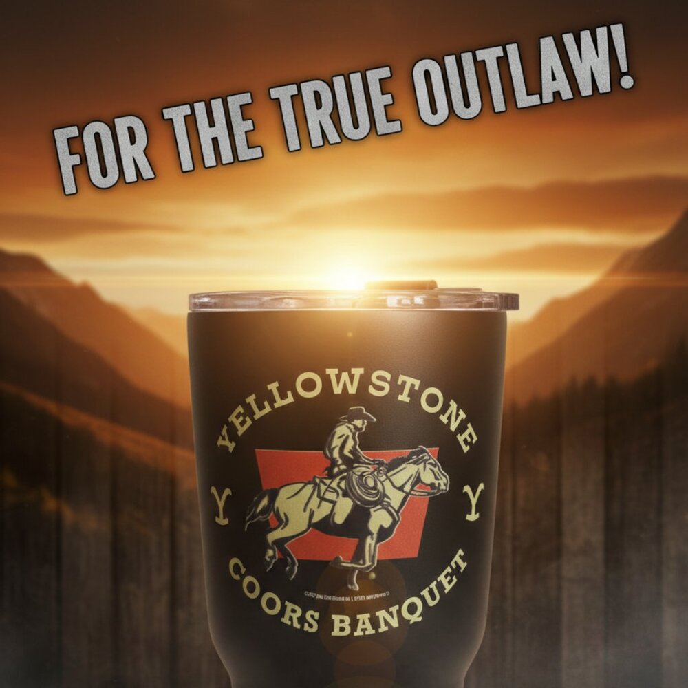 Coors‎ Banquet Yellowstone Tumbler 27oz | Coors Gift | Western Mancave Decor |